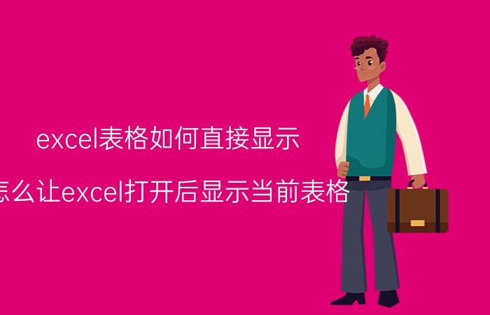 excel表格如何直接显示 怎么让excel打开后显示当前表格？